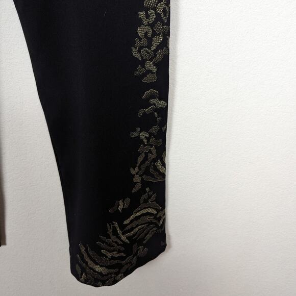 St. John Evening Black Embroidered Flare Leg Pants Size 8 - Picture 6 of 8